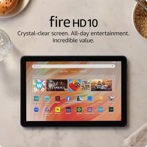 Amazon Fire HD 10 tablet, built for relaxation, 10.1" vibrant Full HD screen, octa-core processor, 3 GB RAM, 32 GB, Black