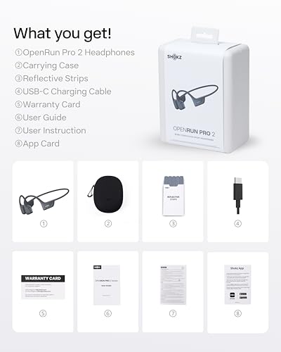 SHOKZ New OpenRun Pro 2 - Open-Ear, Bone Conduction Sport Headphones - with Reflective Strip - Sweat Resistant, Workout Headphones - Secure, Wireless, Comfortable Fit-Deep Bass and Smart Mic App