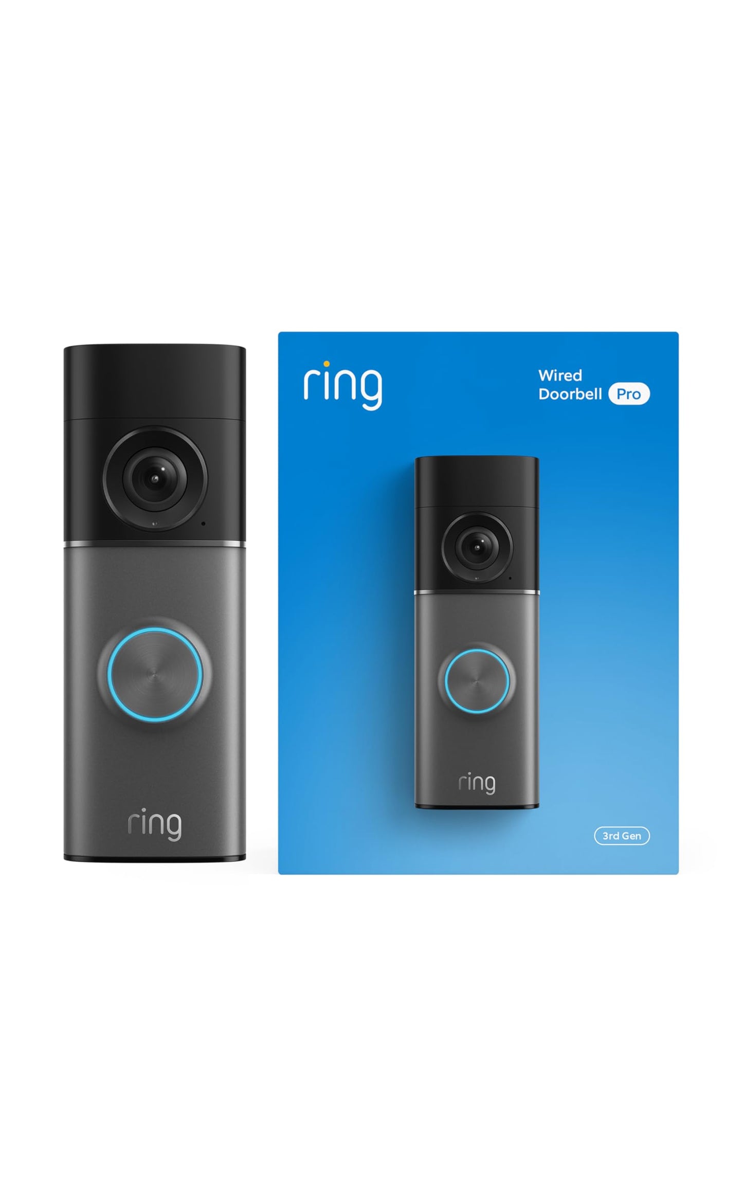 Ring Wired Doorbell Pro (Newest Model) — Retinal 4K with wide-angle video, 10x Enhanced Zoom, and Low-Light Sight, Deep Silver