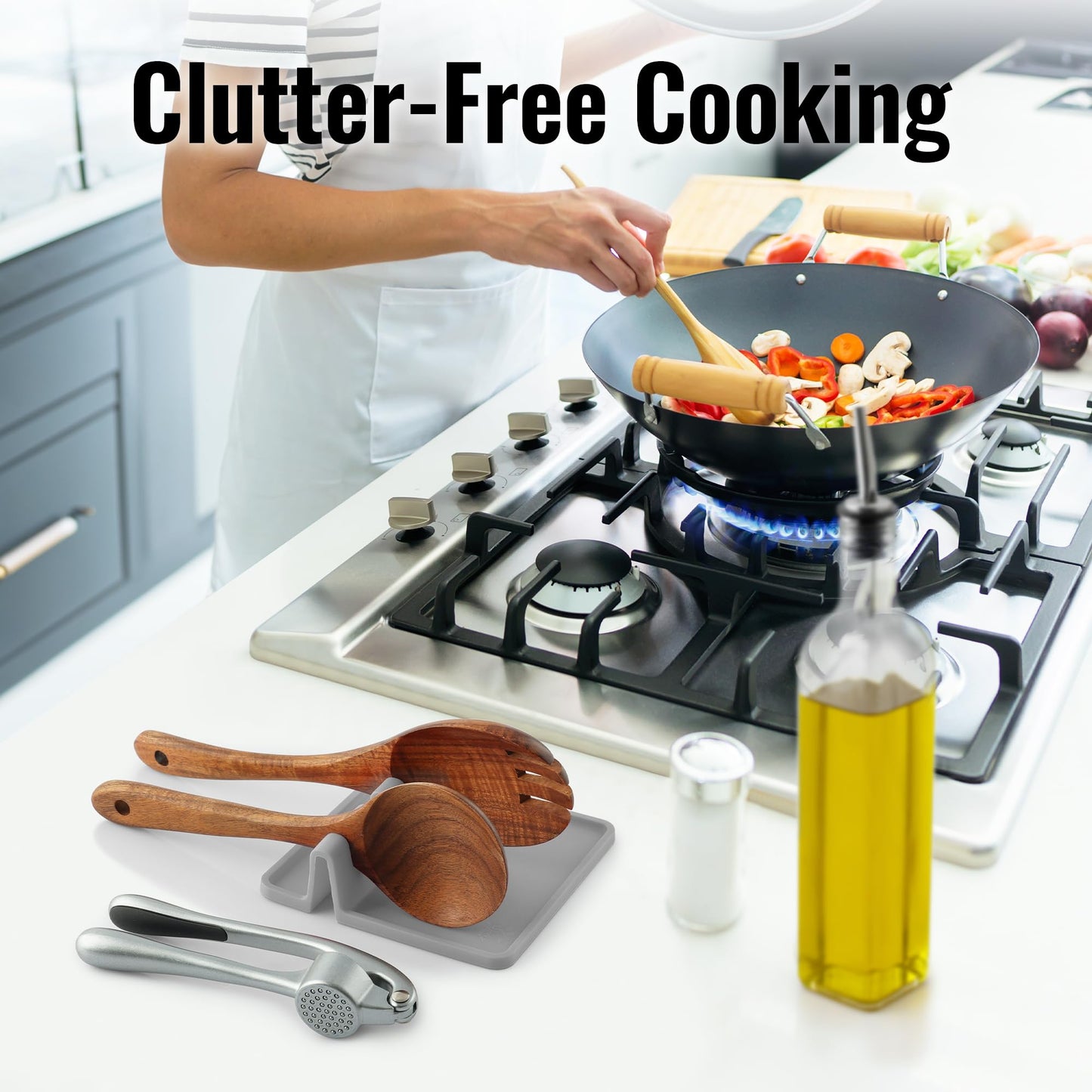 Silicone Utensil Rest with Drip Pad for Multiple Utensils, Heat-Resistant, BPA-Free Spoon Rest & Spoon Holder for Stove Top, Kitchen Utensil Holder for Spoons, Ladles, Tongs & More - by Zulay