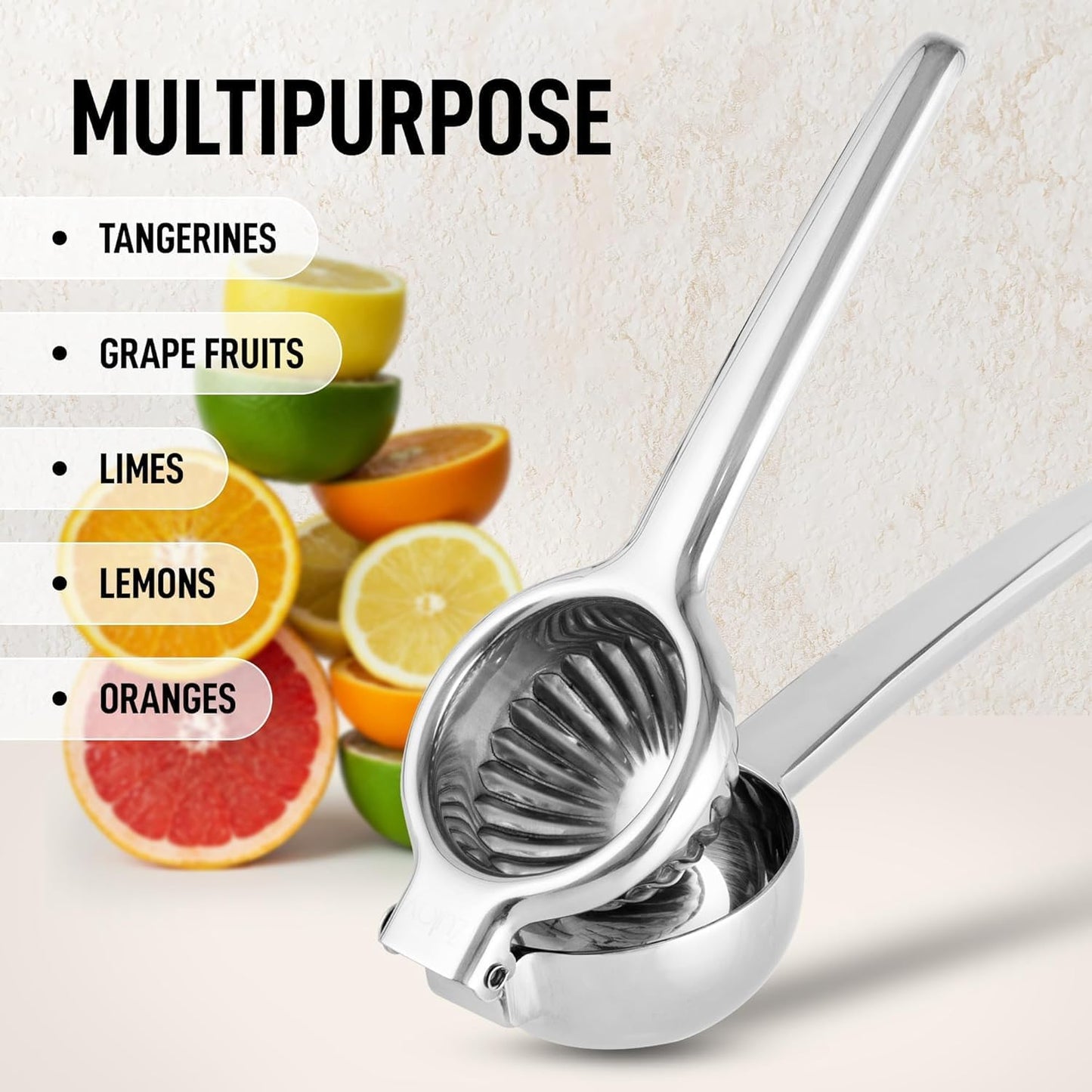 Zulay Kitchen Lemon Squeezer Stainless Steel with Premium Quality Heavy Duty Solid Metal Squeezer Bowl - Large Manual Citrus Press Juicer and Lime Squeezer Stainless Steel - Silver