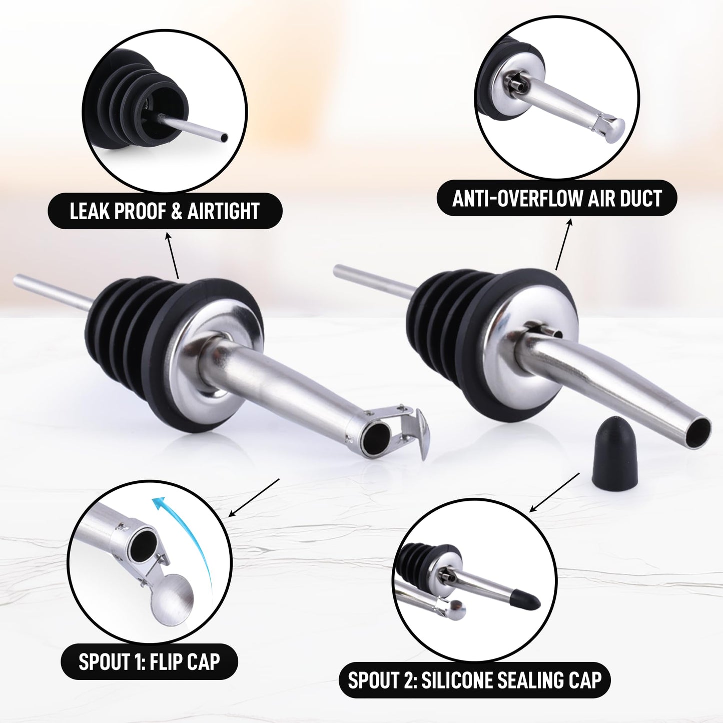 Zulay Kitchen 17oz Olive Oil Dispenser Bottle – Glass Oil Cruet with Spout, Funnel & Pourers, Easy-Pour Decanter for Kitchen Cooking and Serving (Green)