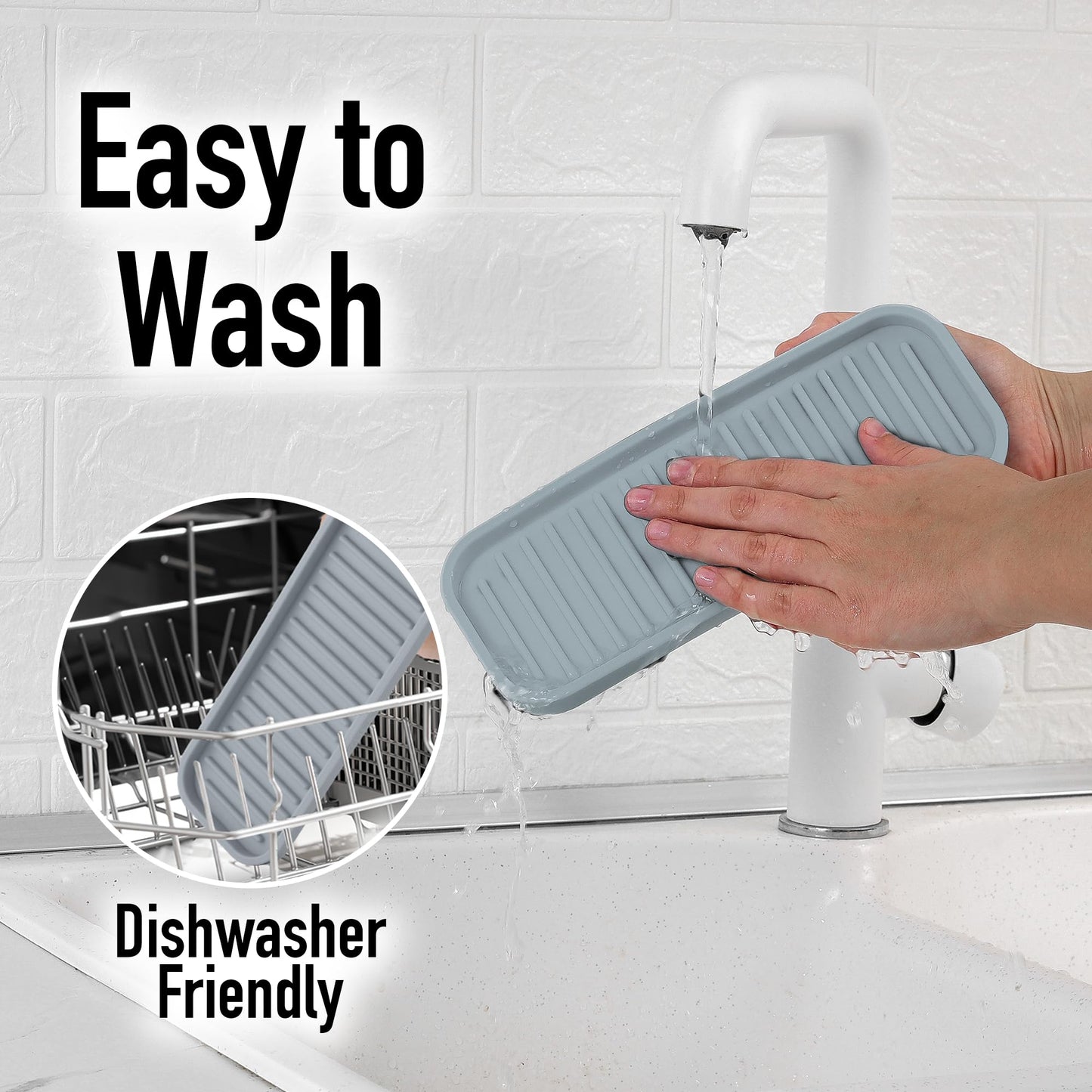 Zulay Kitchen (9x3.5) Silicone Sponge Holder for Kitchen Sink - Flexible Multipurpose Soap Tray - Sink Organizer for Kitchen, Bathroom, Makeup, Trinkets & More (Grey)