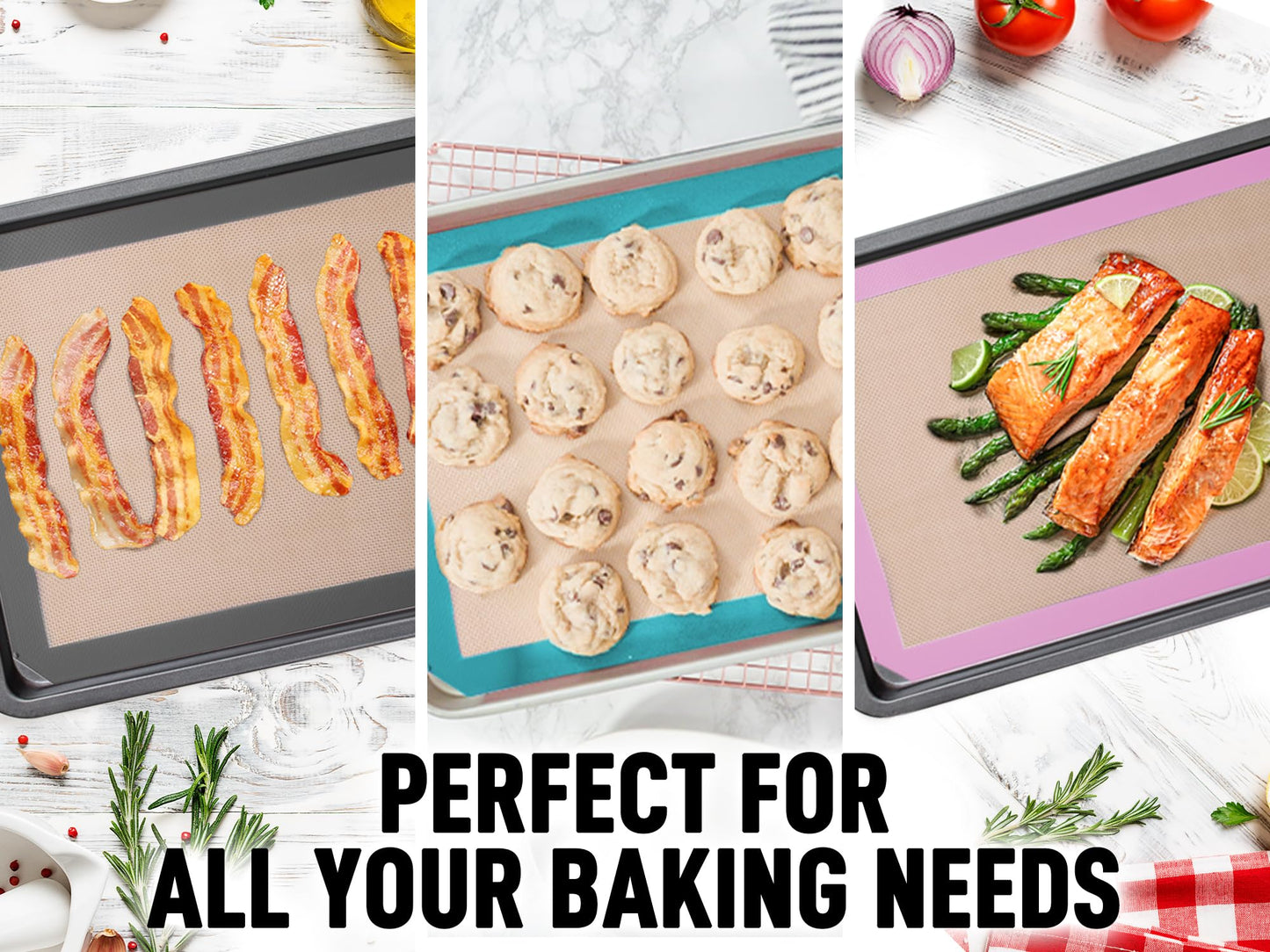 Zulay Kitchen 16.5"x11.6" 2-Pack Silicone Baking Mat - Reusable Nonstick Baking Sheet - Dark Gray